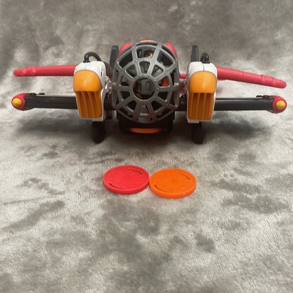 Imaginext Fisher-Price Sky Racers Twin Eagle Plane With Pilot/Flight Suit/Discs - Picture 7 of 14